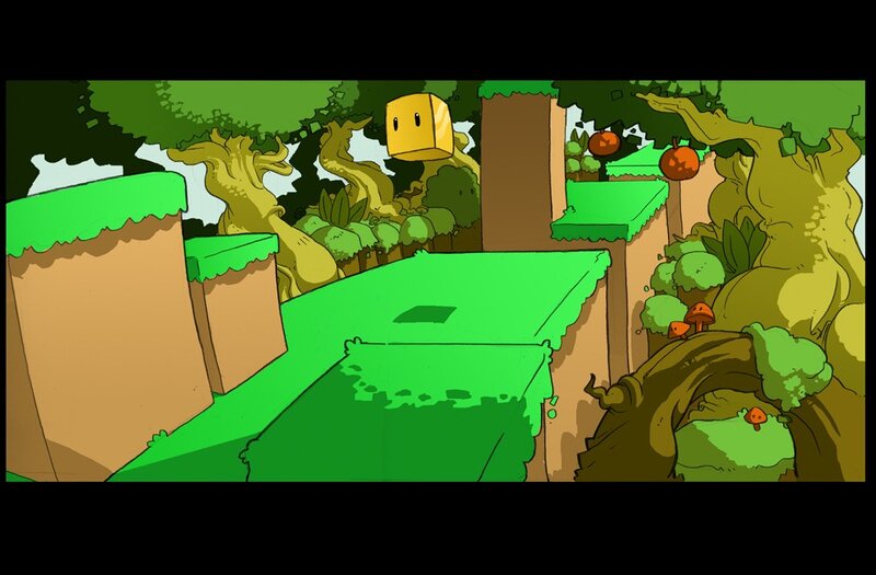 cartoon forest platform scene