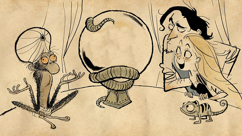 cartoon fortune teller scene