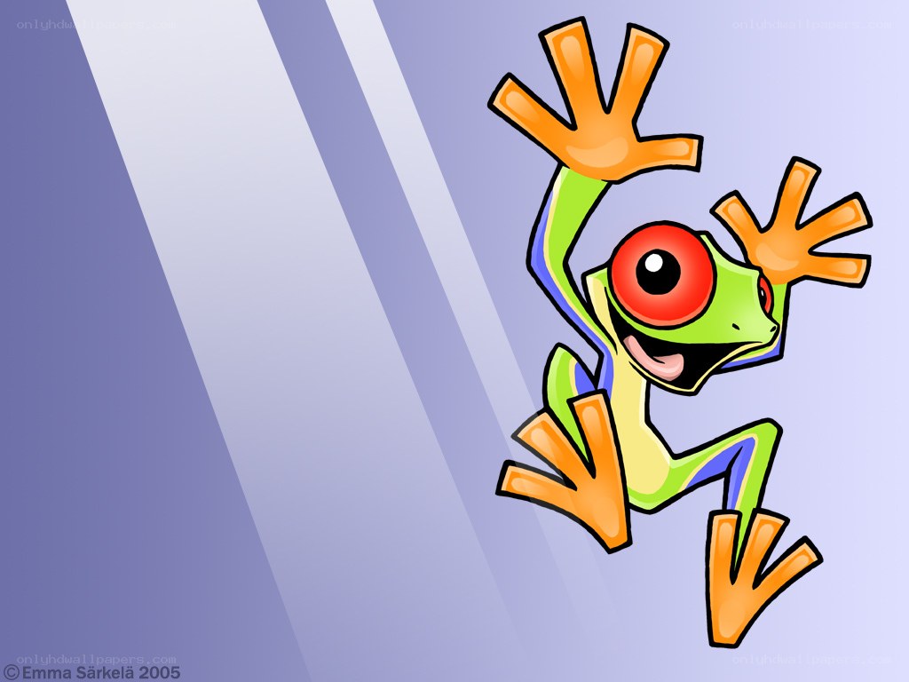 cartoon frog climbing wall