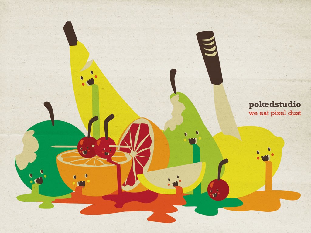 cartoon fruit characters illustration