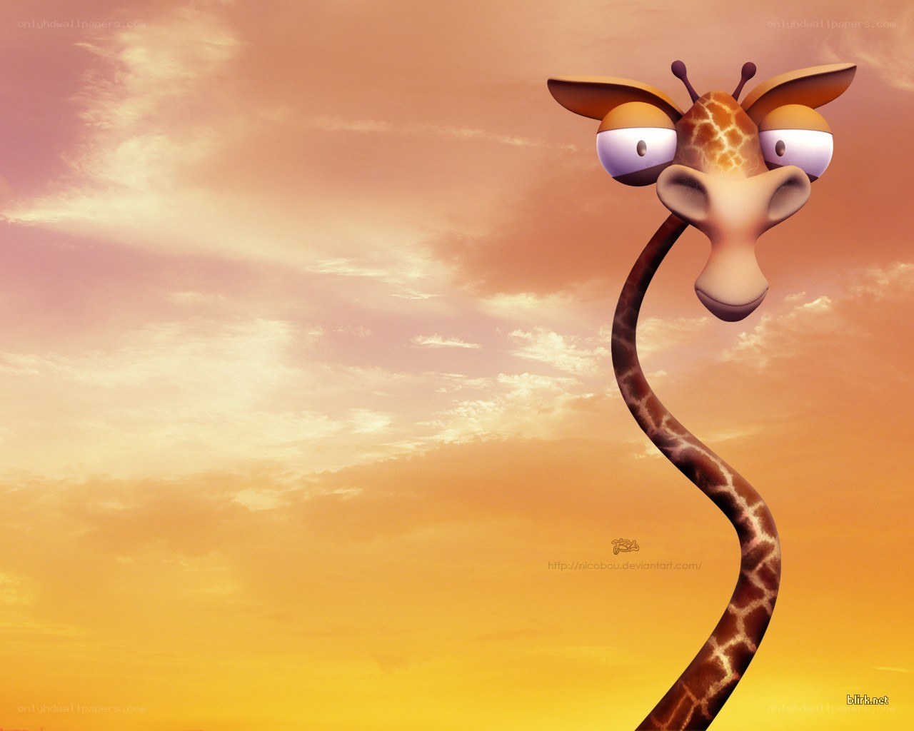 cartoon giraffe at sunset