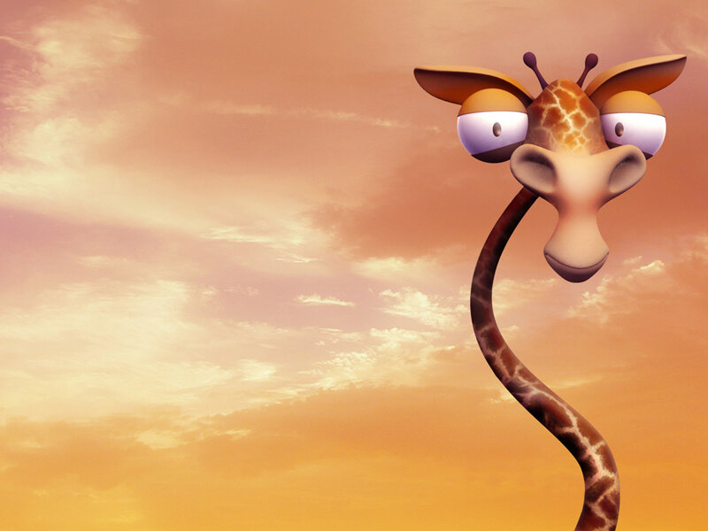cartoon giraffe at sunset