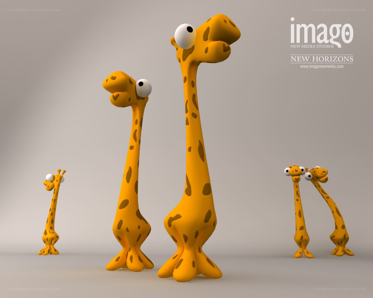 Cartoon giraffes in a row