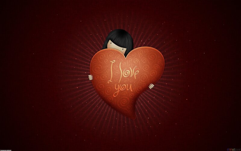 Cartoon Girl Holding Heart
