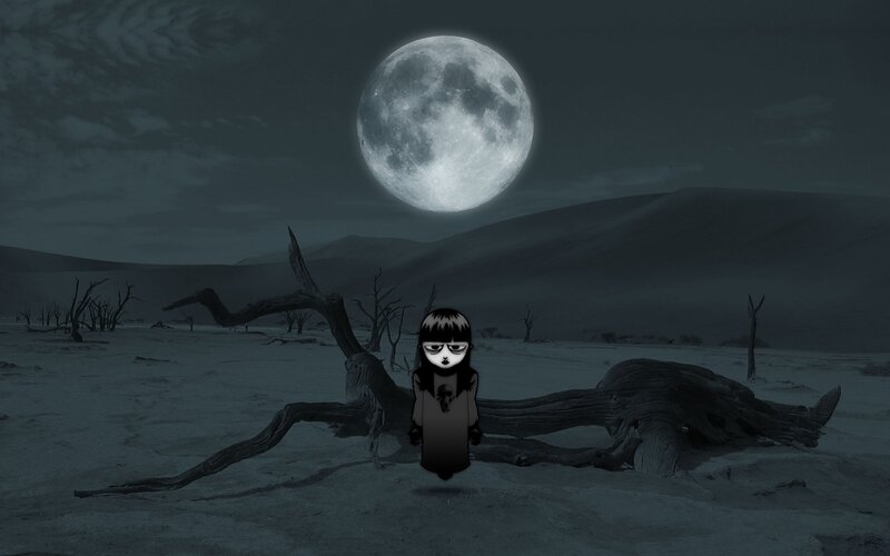 Cartoon Girl in Desert