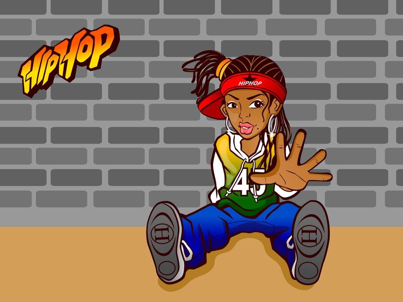 Cartoon Girl in Hip-hop Outfit