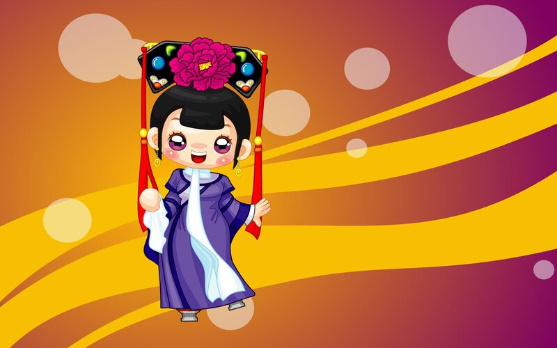 cartoon girl in traditional dress