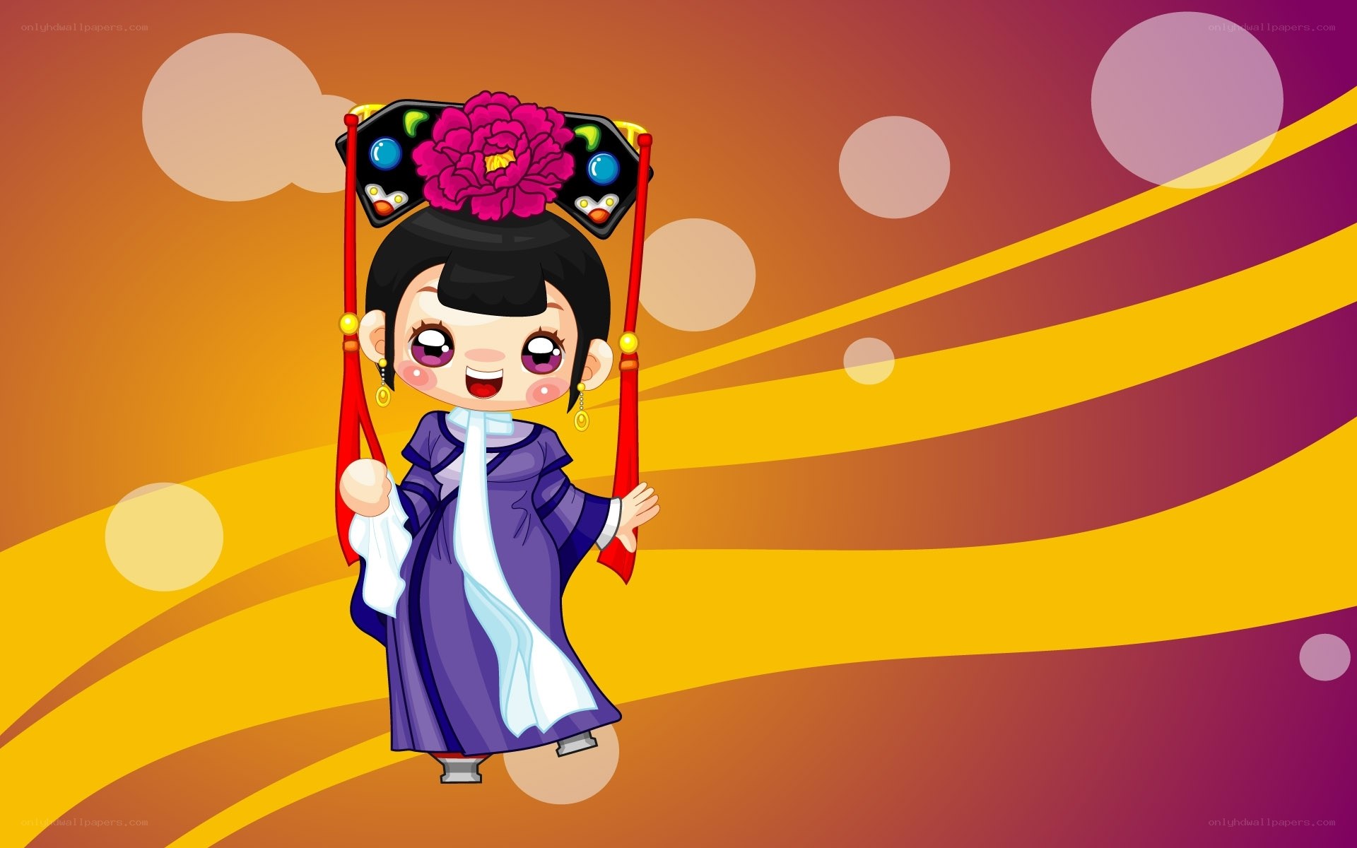cartoon girl in traditional dress