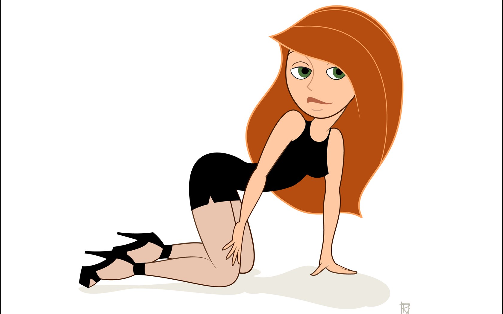 cartoon girl kneeling