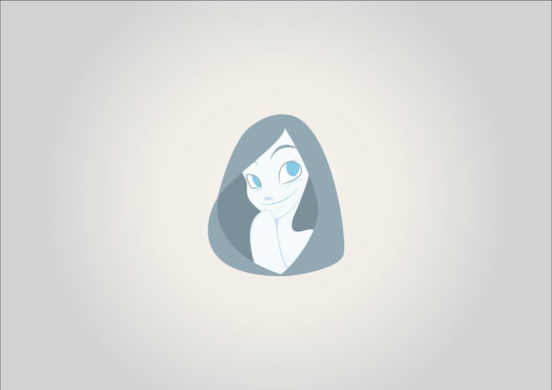 Cartoon Girl with Blue Eyes