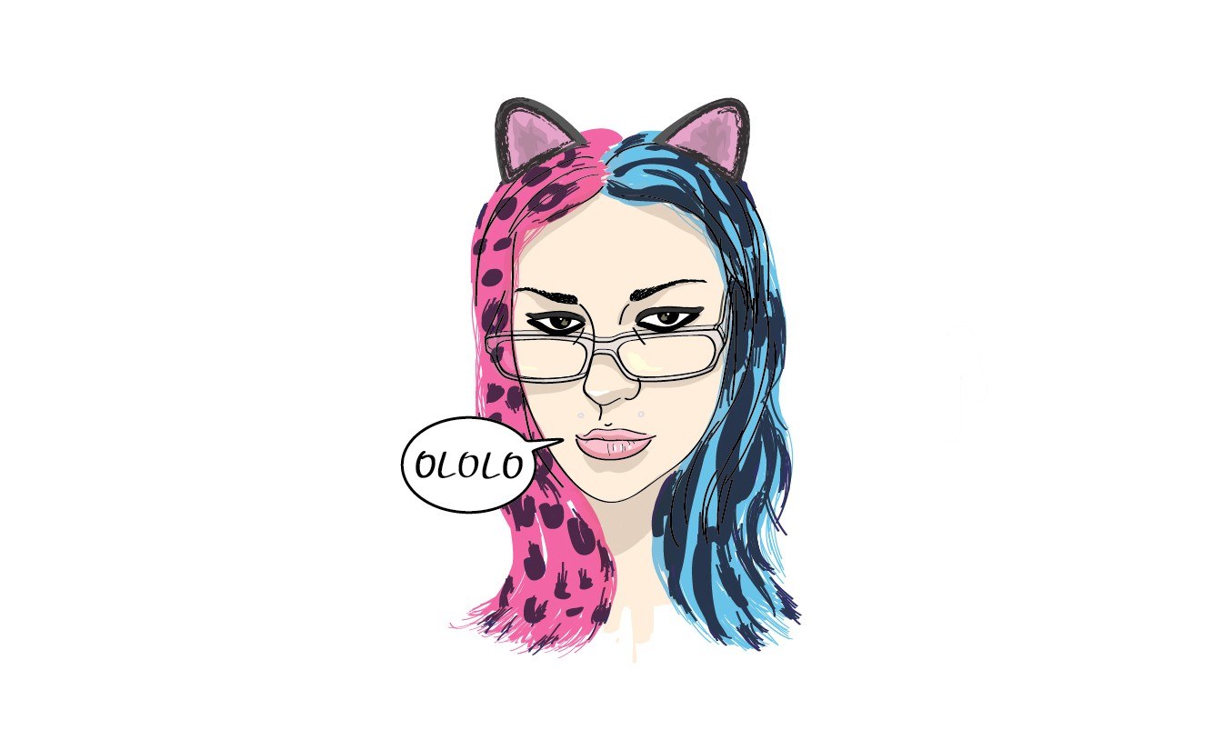 cartoon girl with cat ears