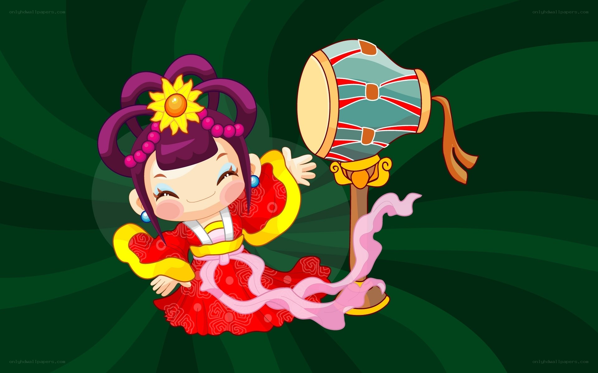 cartoon girl with drum