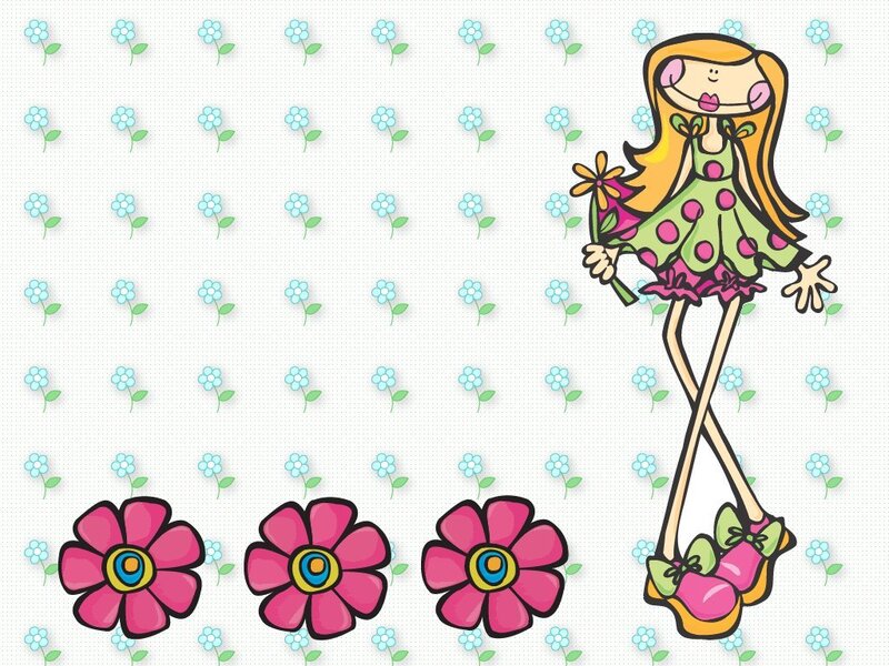cartoon girl with flowers