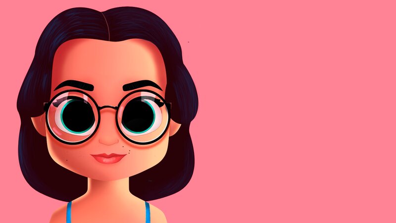 Cartoon Girl with Glasses