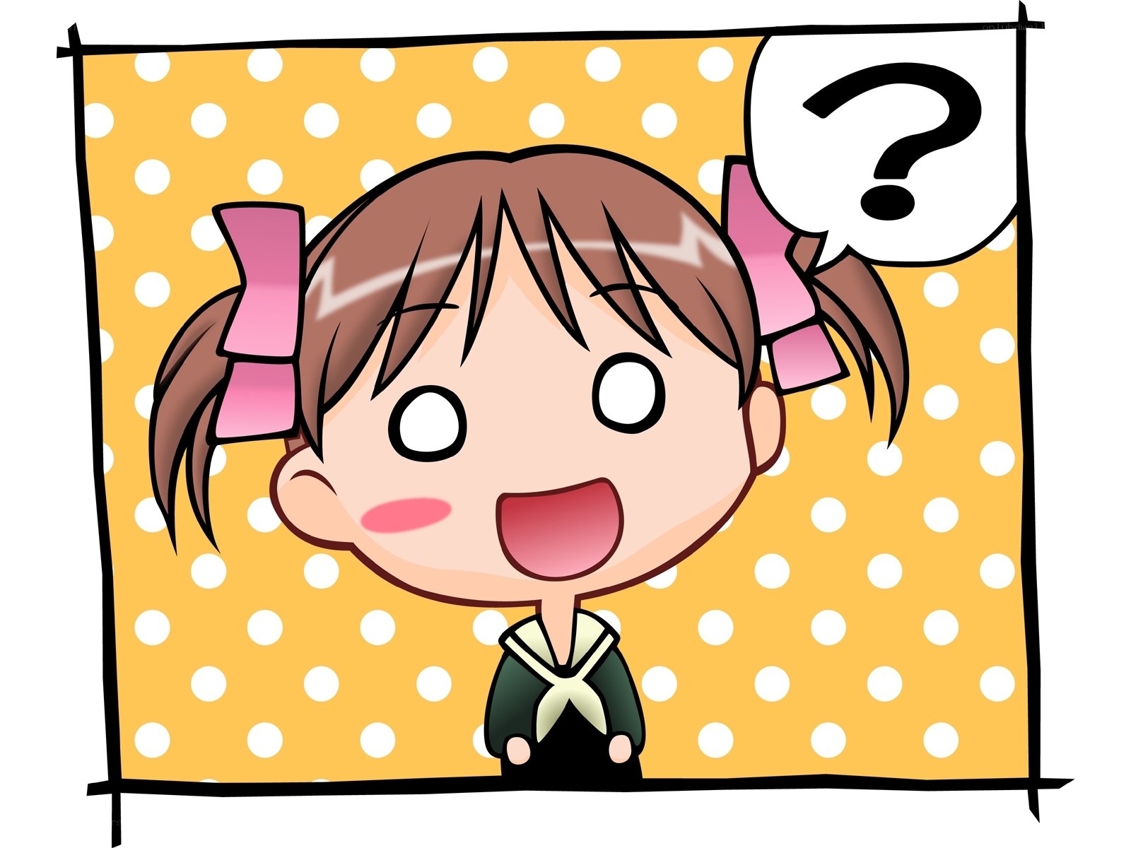 cartoon girl with question mark