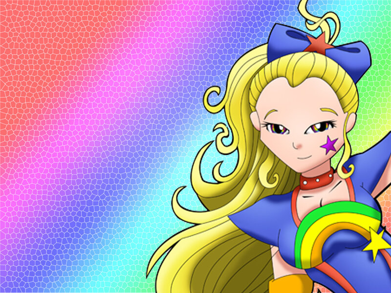 cartoon girl with rainbow outfit