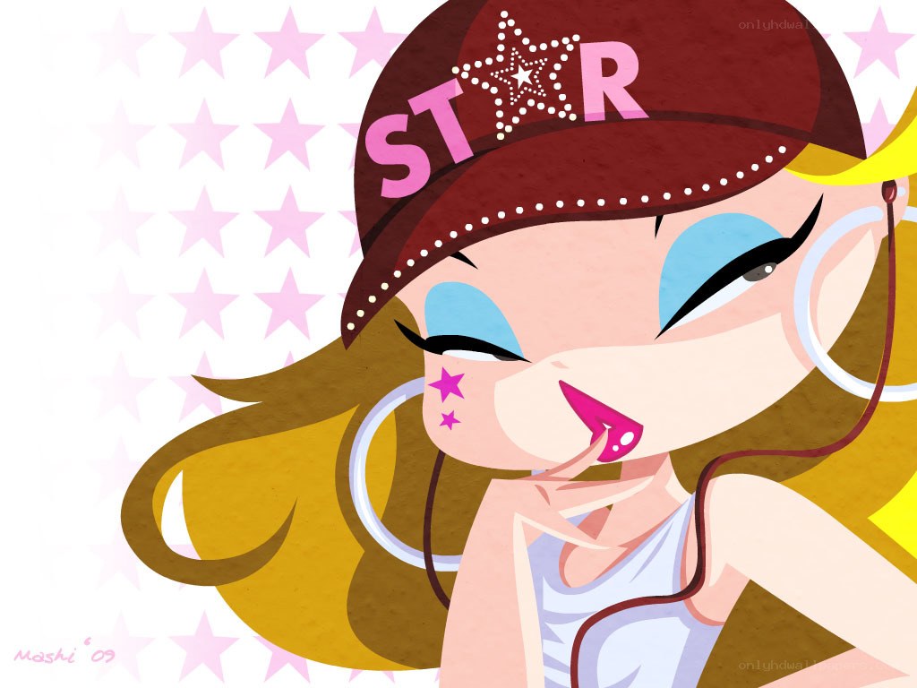 cartoon girl with star hat