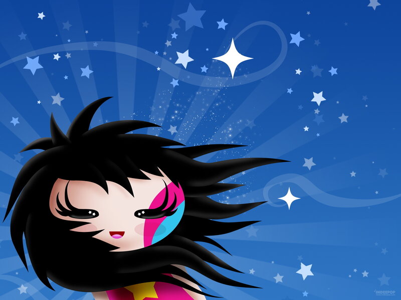 cartoon girl with stars