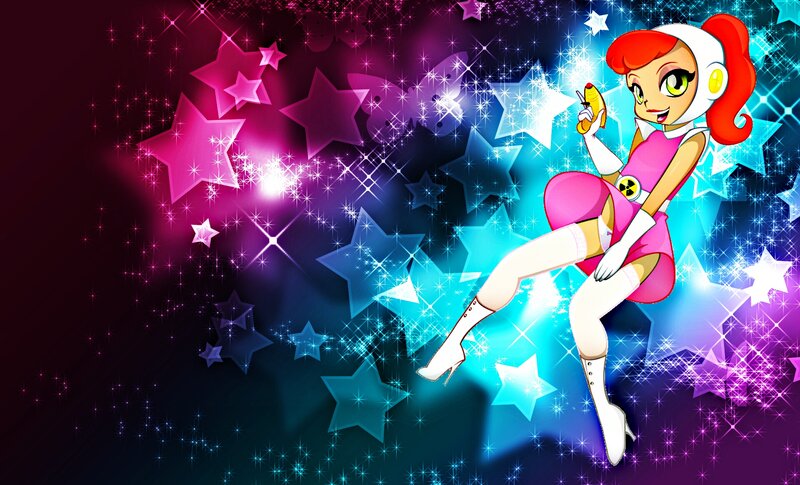Cartoon Girl with Stars — Pink