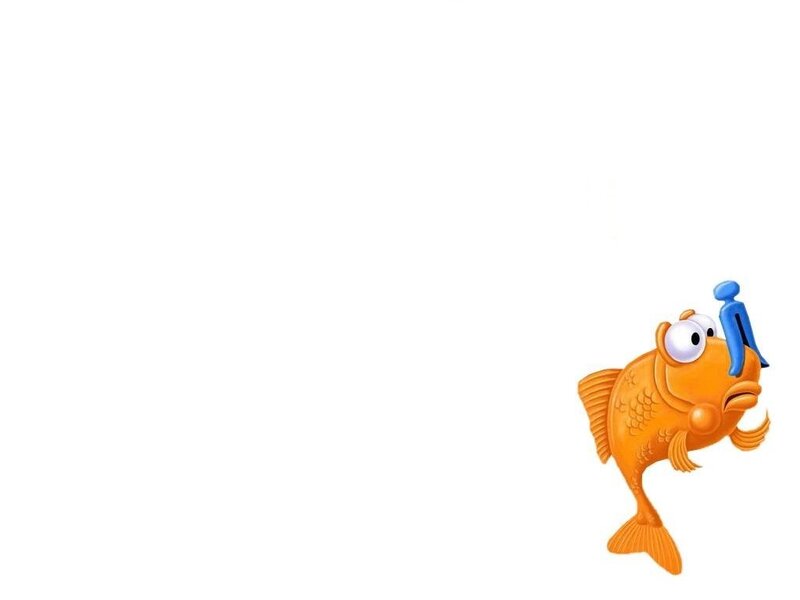 cartoon goldfish with blue figure