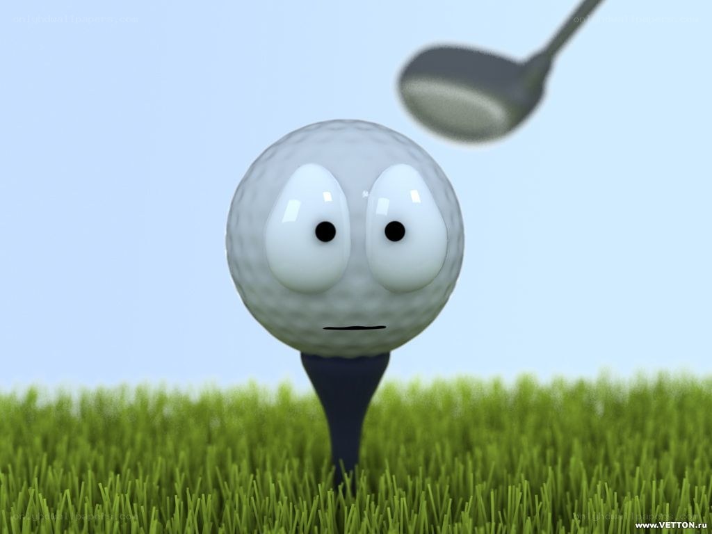 cartoon golf ball on tee