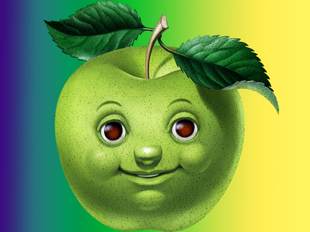 cartoon green apple character