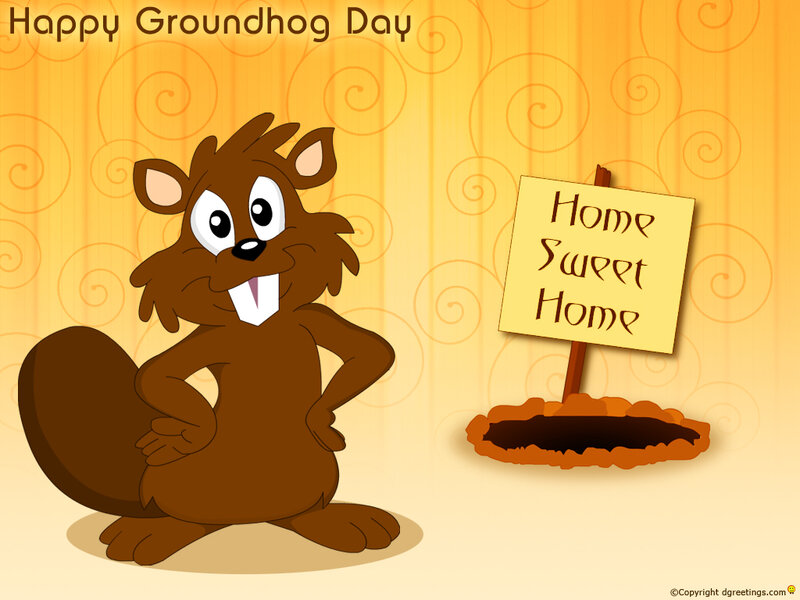 Cartoon Groundhog — Brown, Cheerful