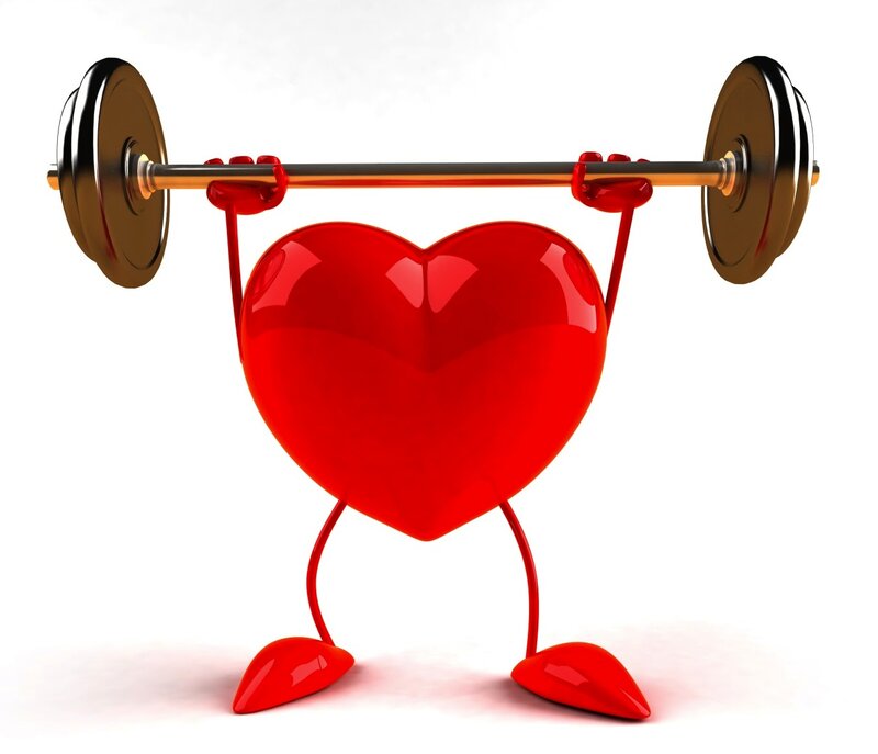 Cartoon Heart Lifting Weights