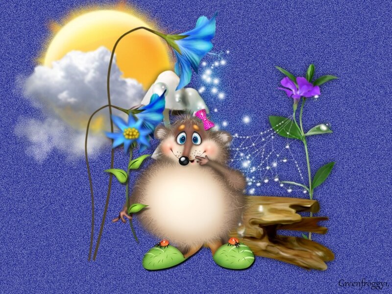 Cartoon Hedgehog — Blue