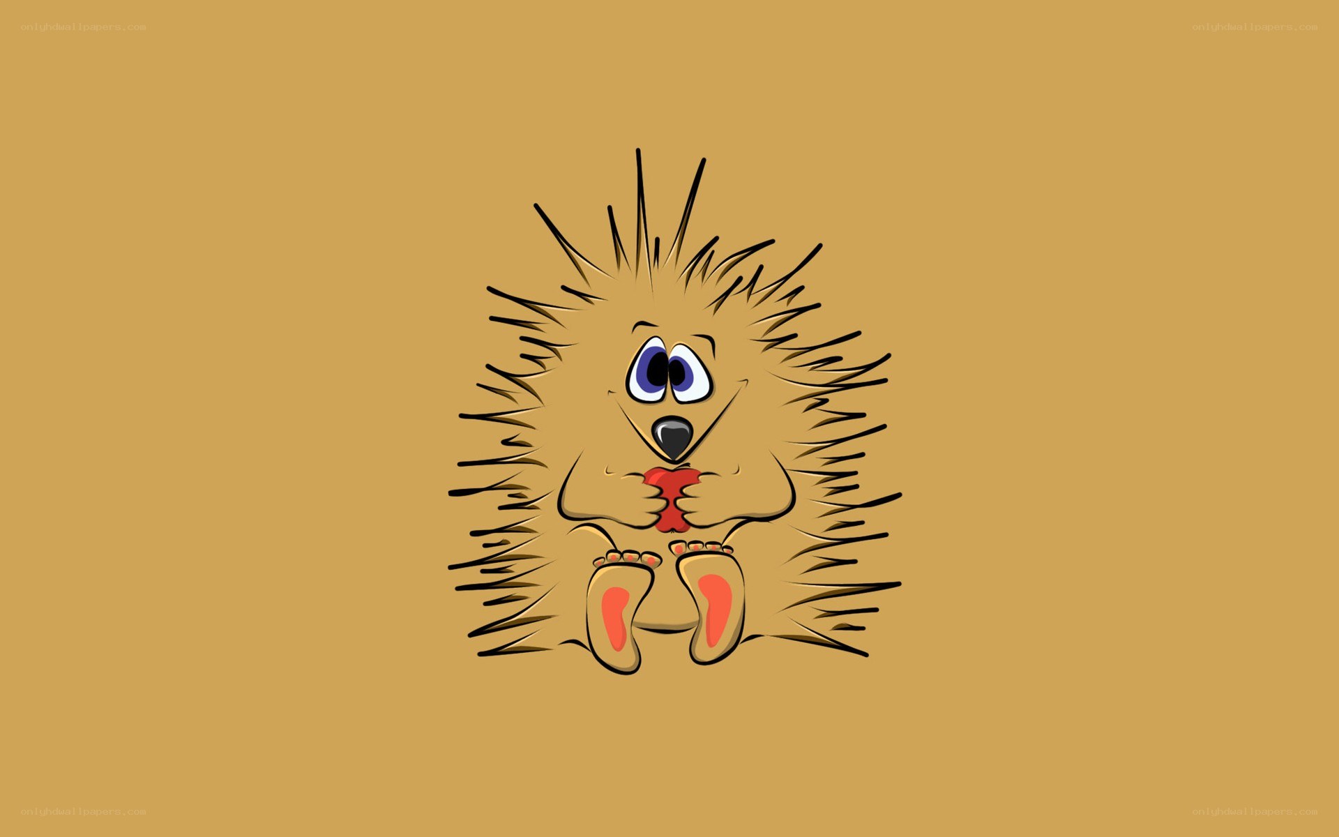 cartoon hedgehog holding heart