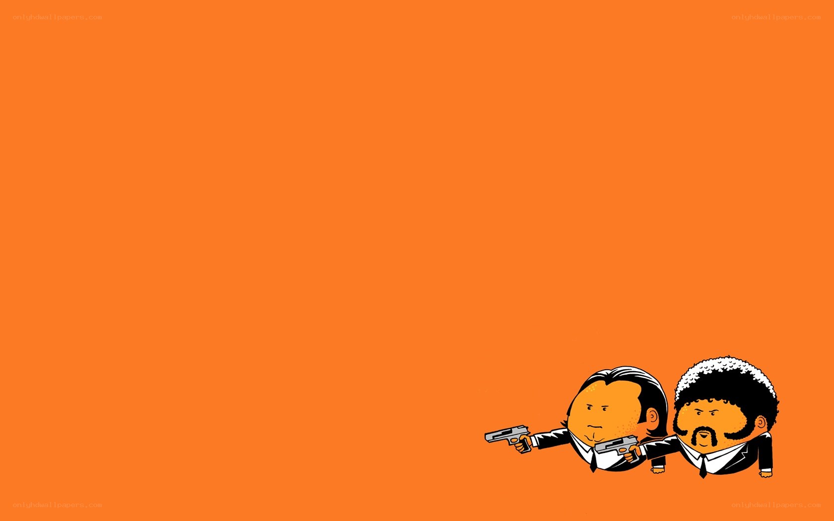 cartoon hitmen on orange
