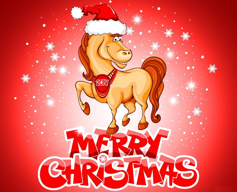 Cartoon Horse Wearing Hat — Red