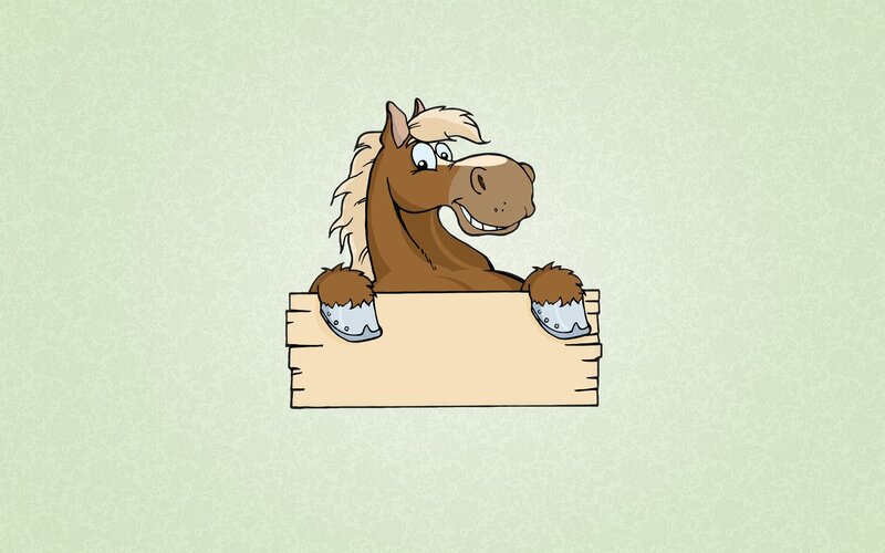 cartoon horse with sign