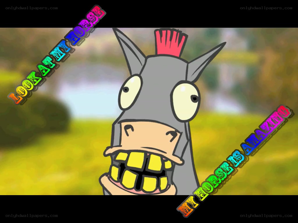 cartoon horse with text