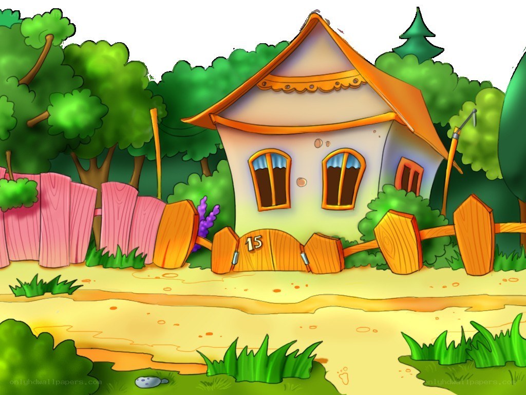 cartoon house in forest