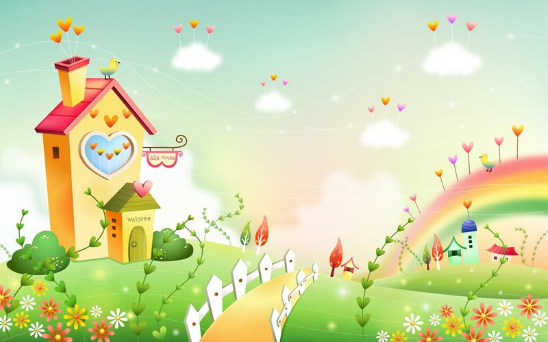 Cartoon House on Hill