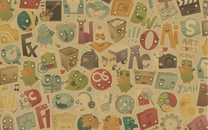 cartoon icon collage
