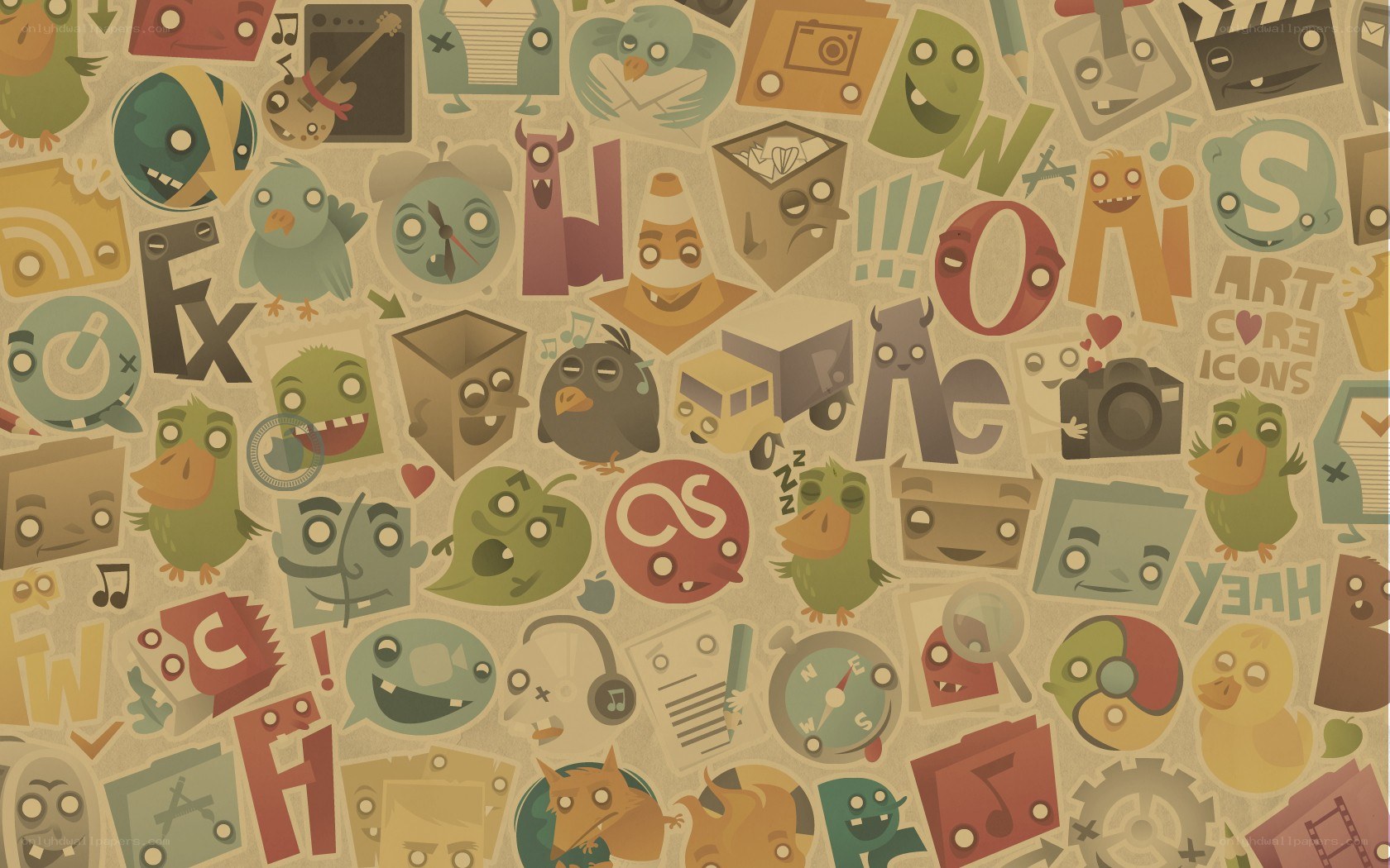 cartoon icon collage