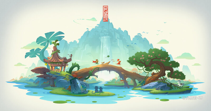 Cartoon Island Landscape