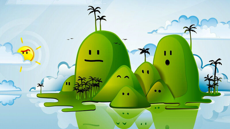 cartoon islands with faces