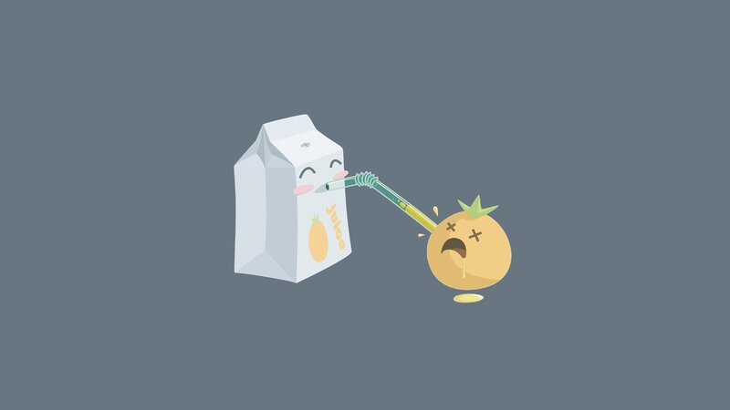 Cartoon Juice Box — Gray