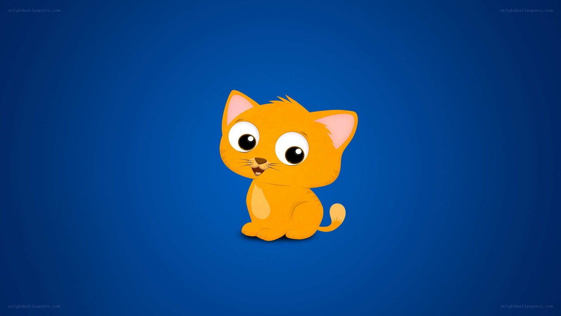 cartoon kitten on blue