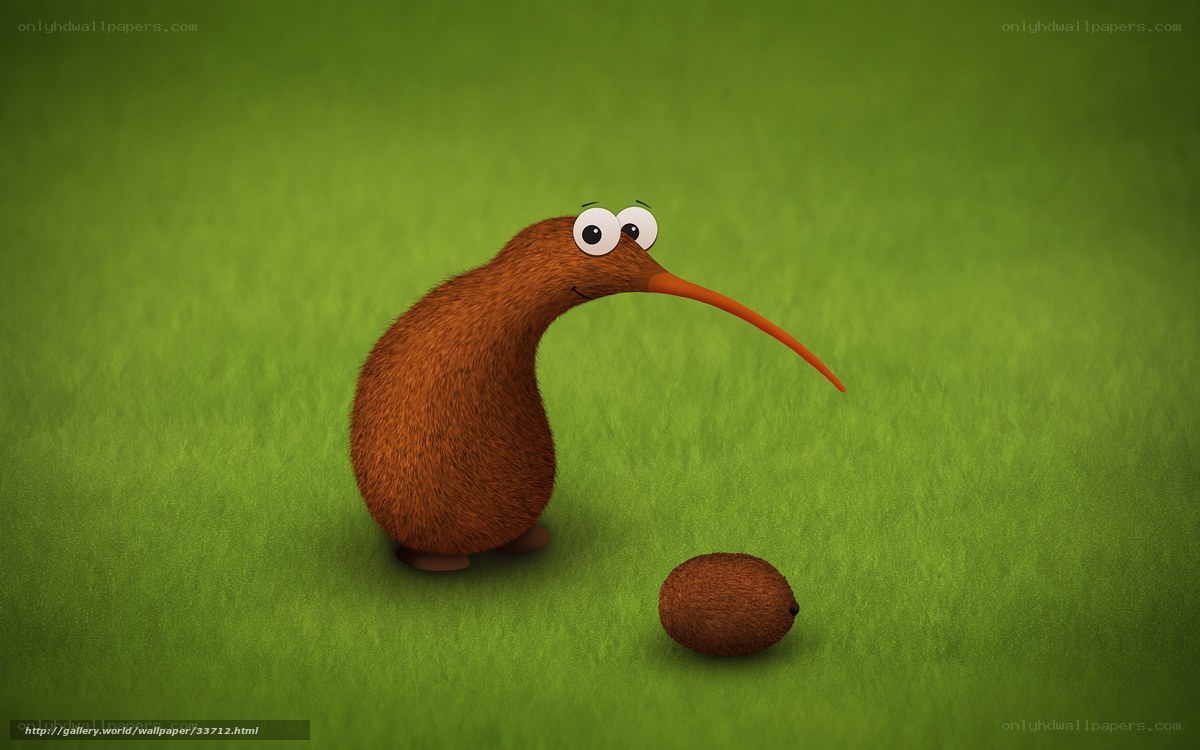 cartoon kiwi bird on grass