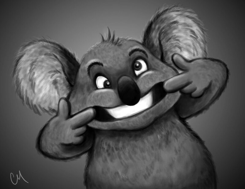 Cartoon Koala Character — Gray