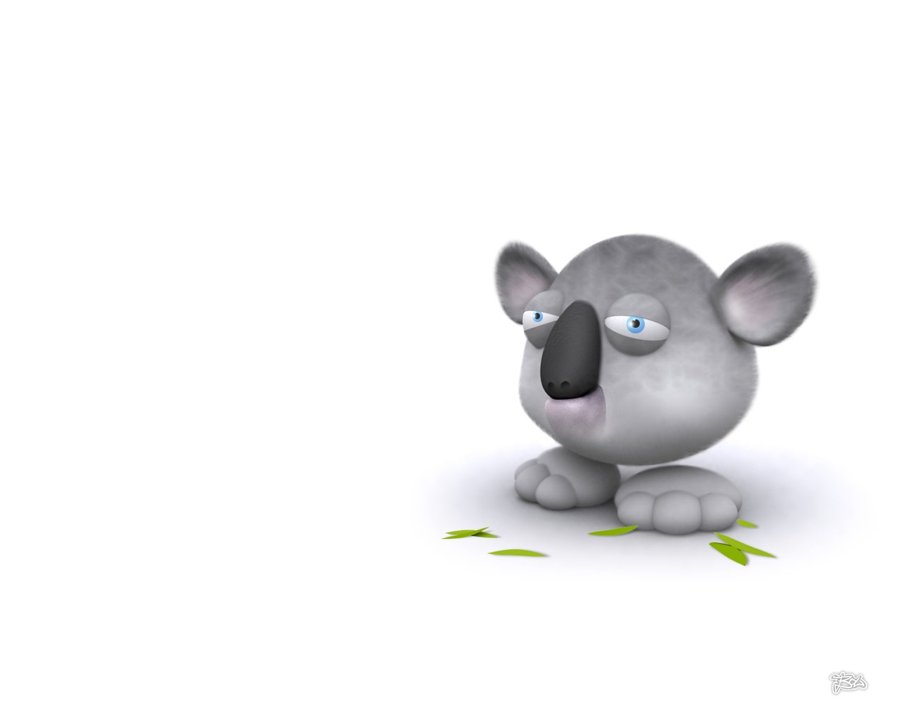 cartoon koala eating leaves