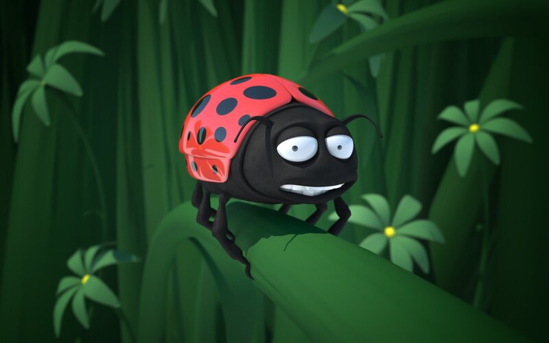 cartoon ladybug on a leaf