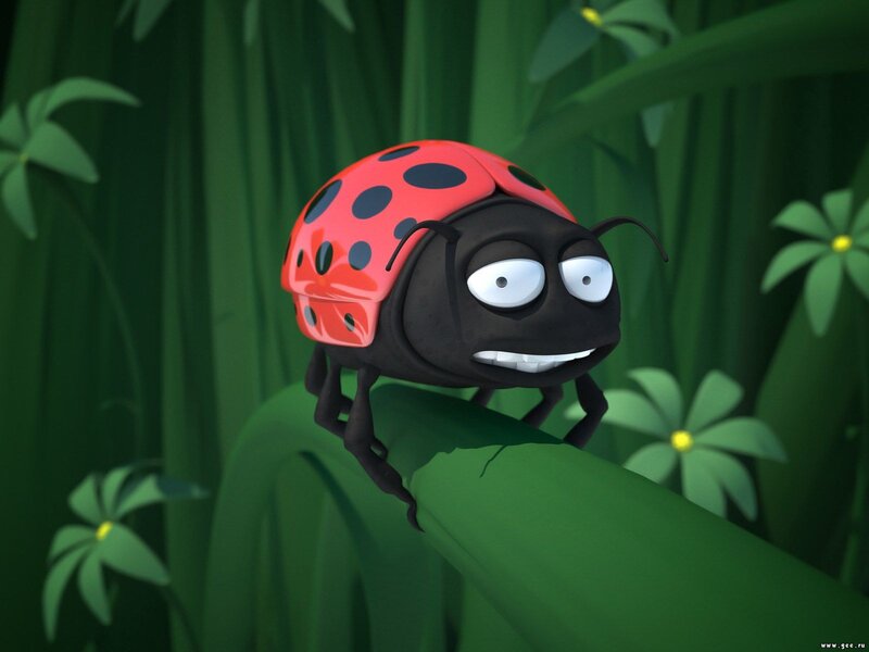 cartoon ladybug on a leaf