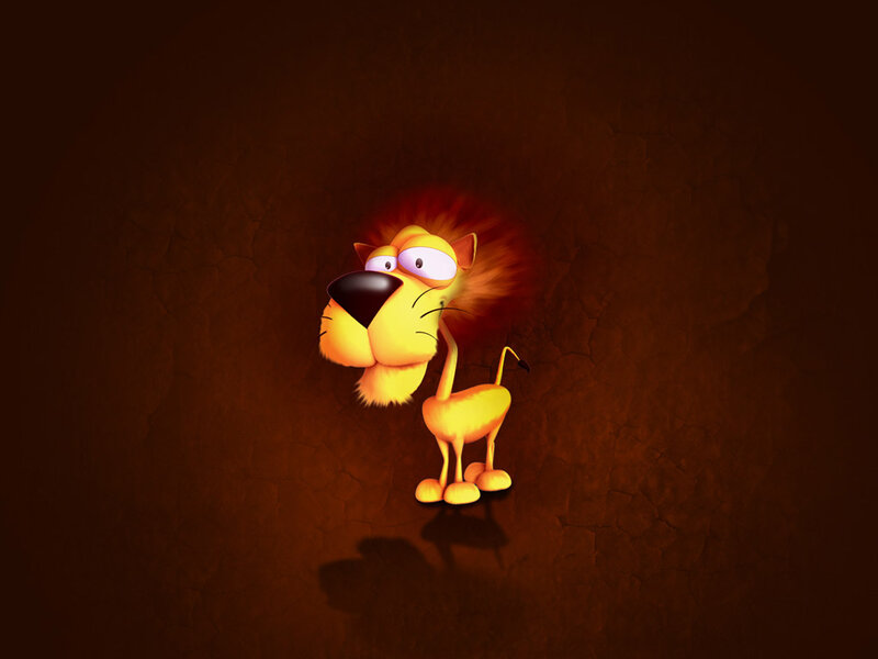 Cartoon Lion Standing — Brown