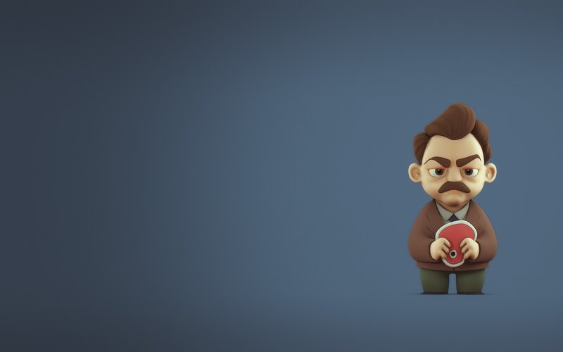 Cartoon Man Holding Meat