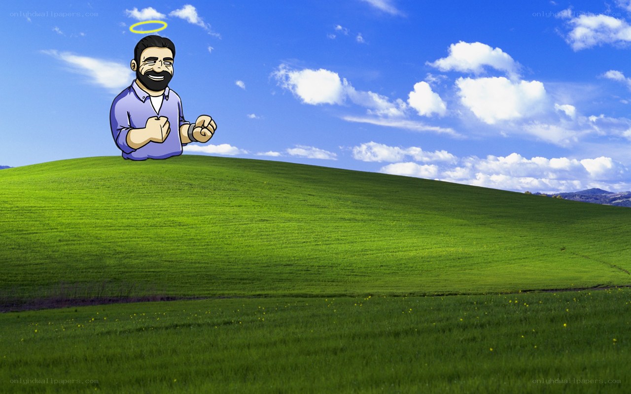 cartoon man on a hill
